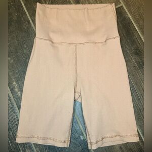 Aerie RIBBED High Waisted Biker Shorts | yoga | nude color | activewear